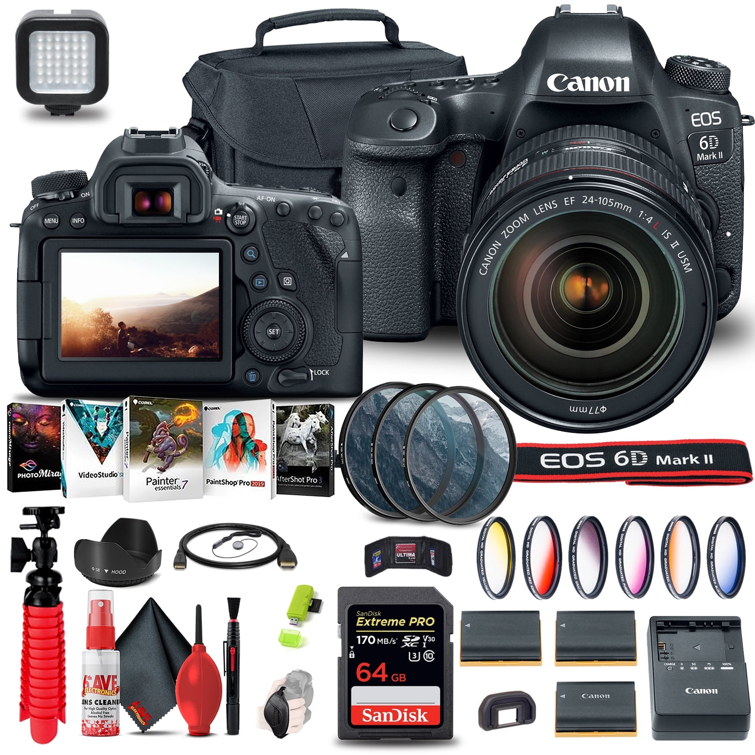 Canon EOS 6D Mark II Camera with 24-105mm f/4L II Lens Extreme Mountain Bundle