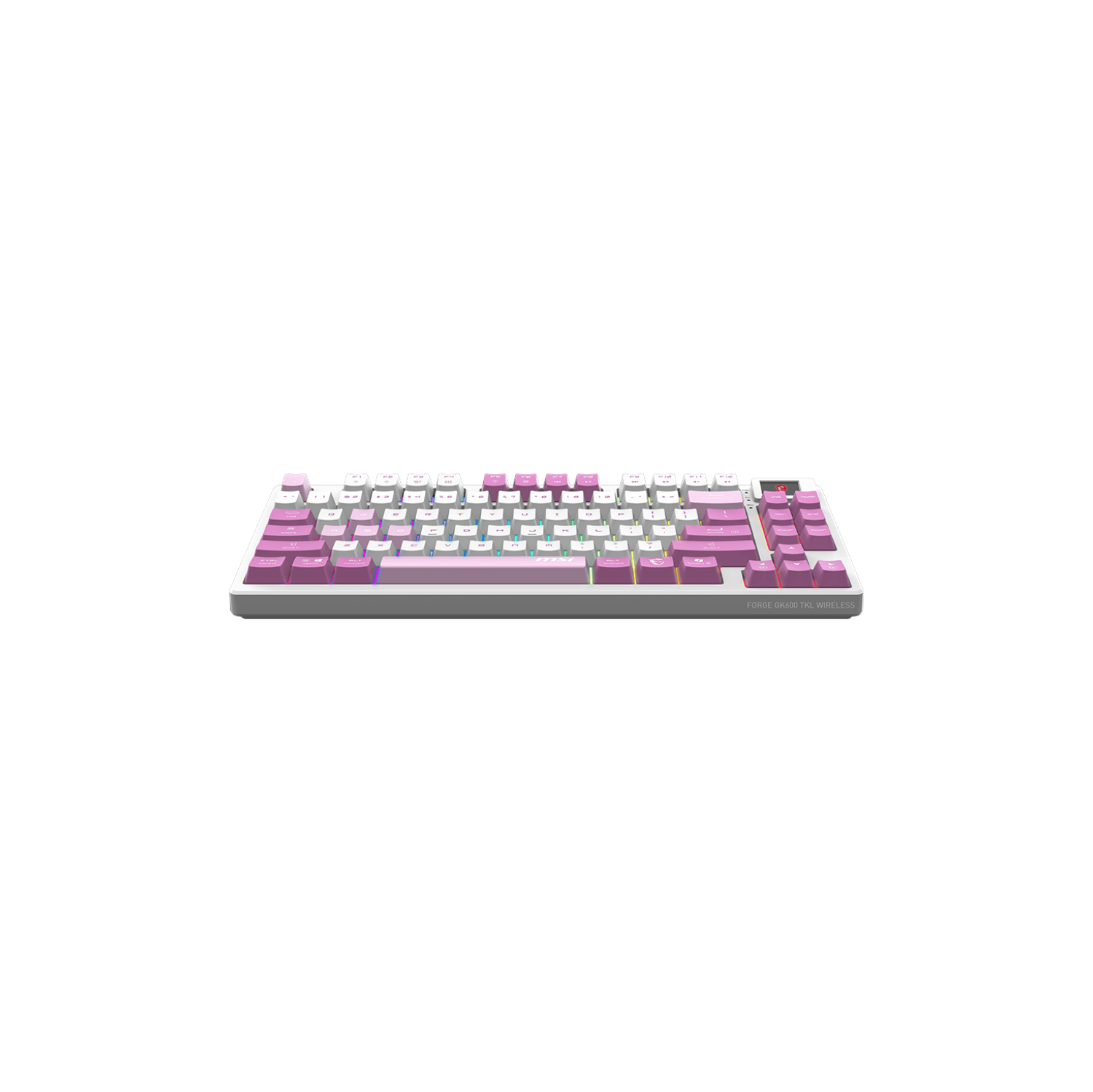 Clavier de jeu FORGE GK600 TKL W VIOLET US de MSI, touches mécaniques linéaires, design remplaçable à chaud, RVB