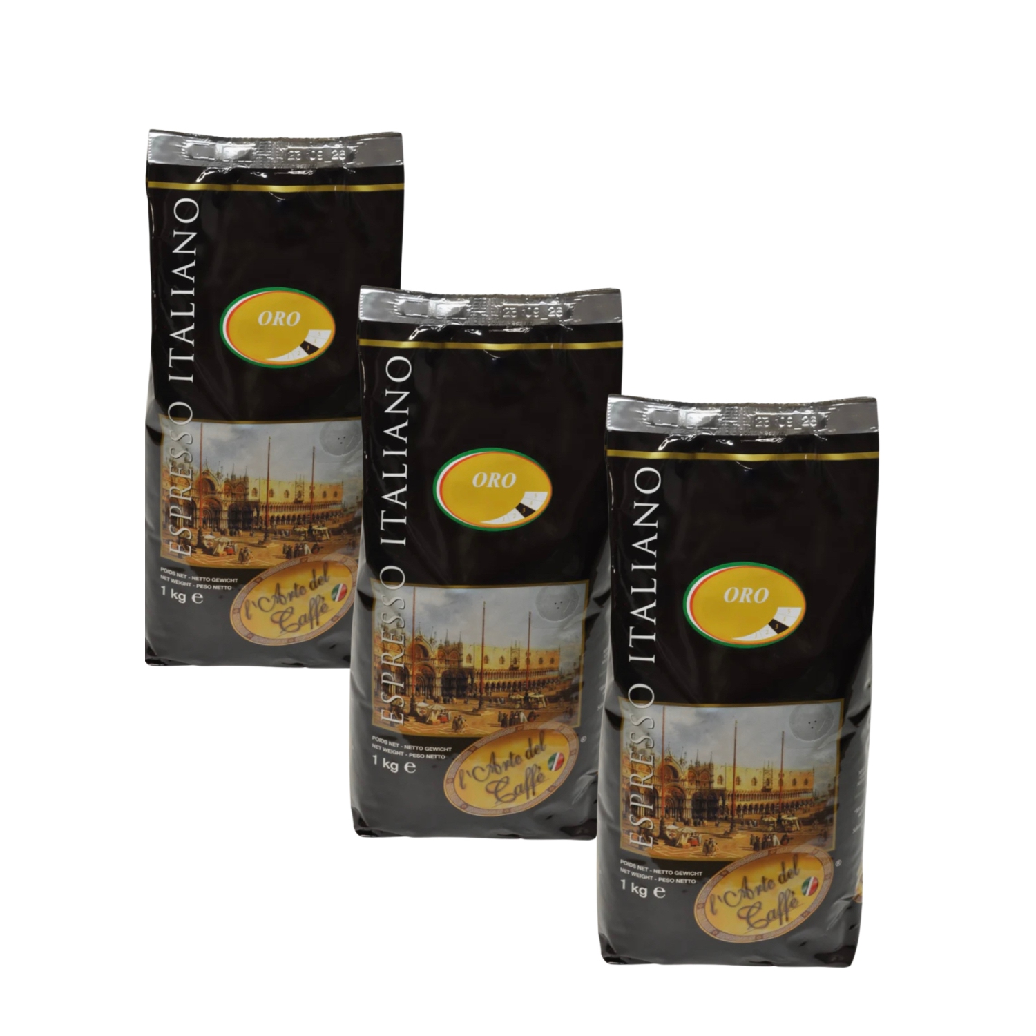 Italcaffe Espresso ORO – 3 x 1kg Whole Bean Coffee – Italian Roast – Light, Full-Bodied, Rich Crema