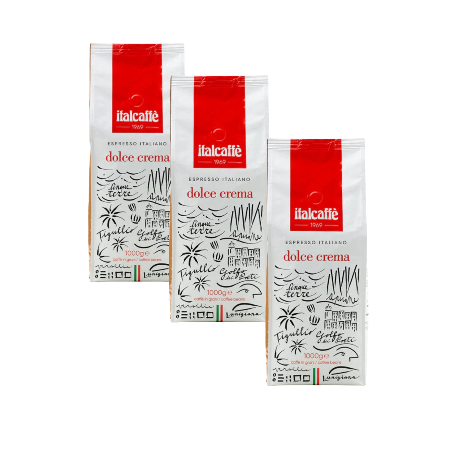 Whole Coffee Beans ItalCaffe – Dolce Crema Blend – 3 × 1 kg