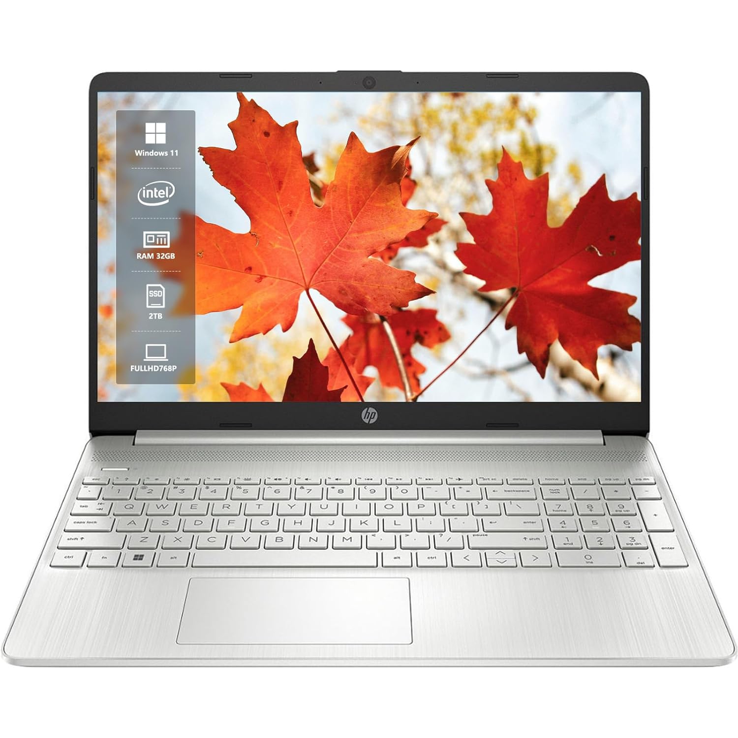 HP - 15.6" Micro-Edge IPS Touch-Screen Laptop - Intel Core i3-1215U, 32GB RAM, 2TB SSD, Intel UHD Graphics, HDMI, Windows 11 Home S Mode, Natural Silver- Open Box