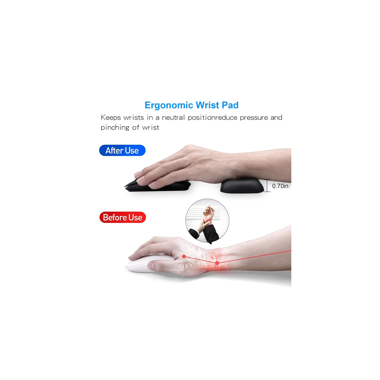 Havit MP855A Matte PU leather + silicone Wrist Rest Mouse Pad, Anti-slip base, 180x80x16mm_Black