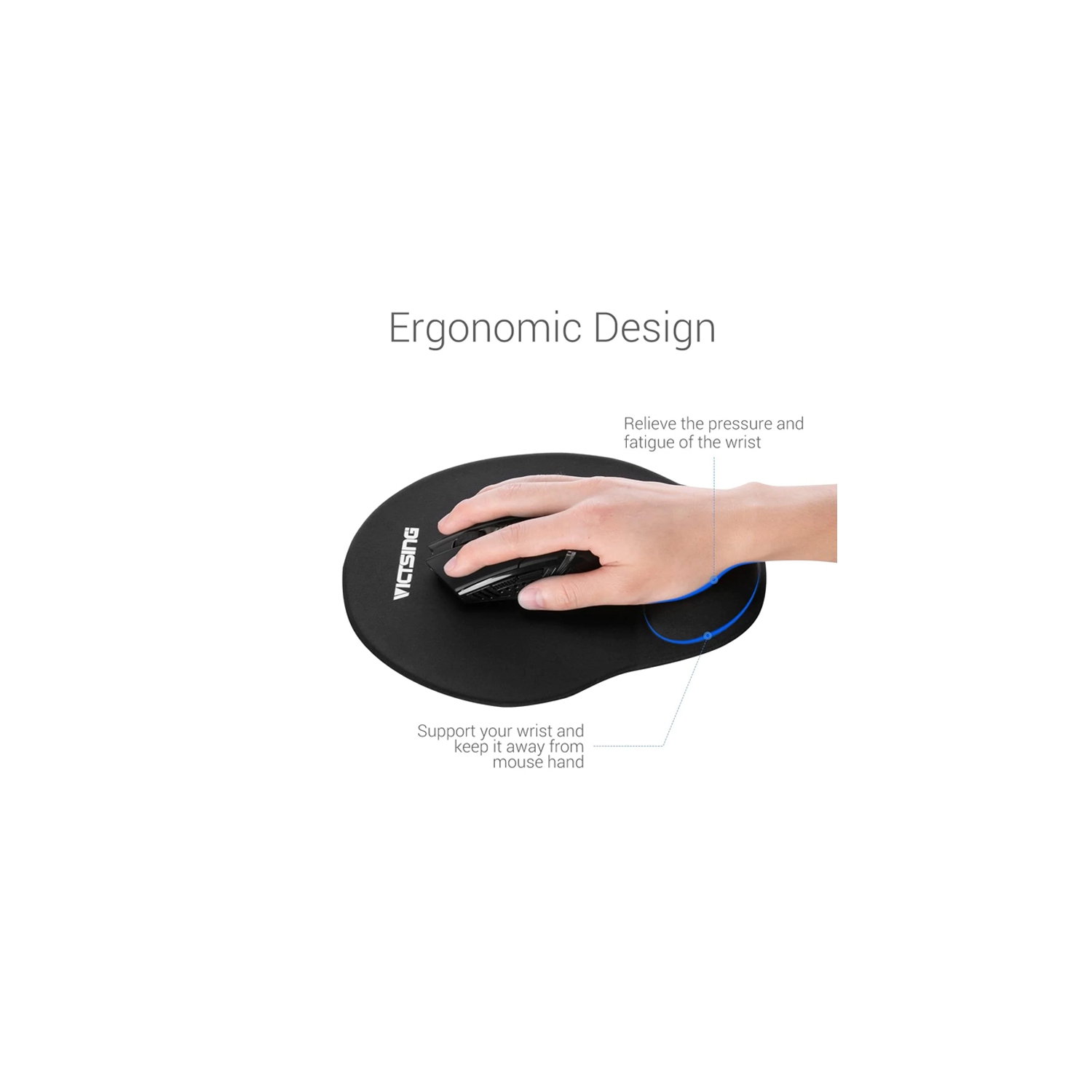 VicTsing Ergonomic Mouse Pad With Gel Wrist Rest_Black