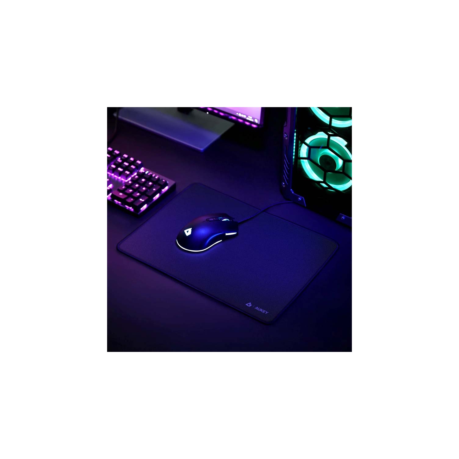 AUKEY KM-P1 13.7x9.8 inch Gaming Mouse Pad Mat with Smooth Surface, Non-Slip Rubber Base_Black