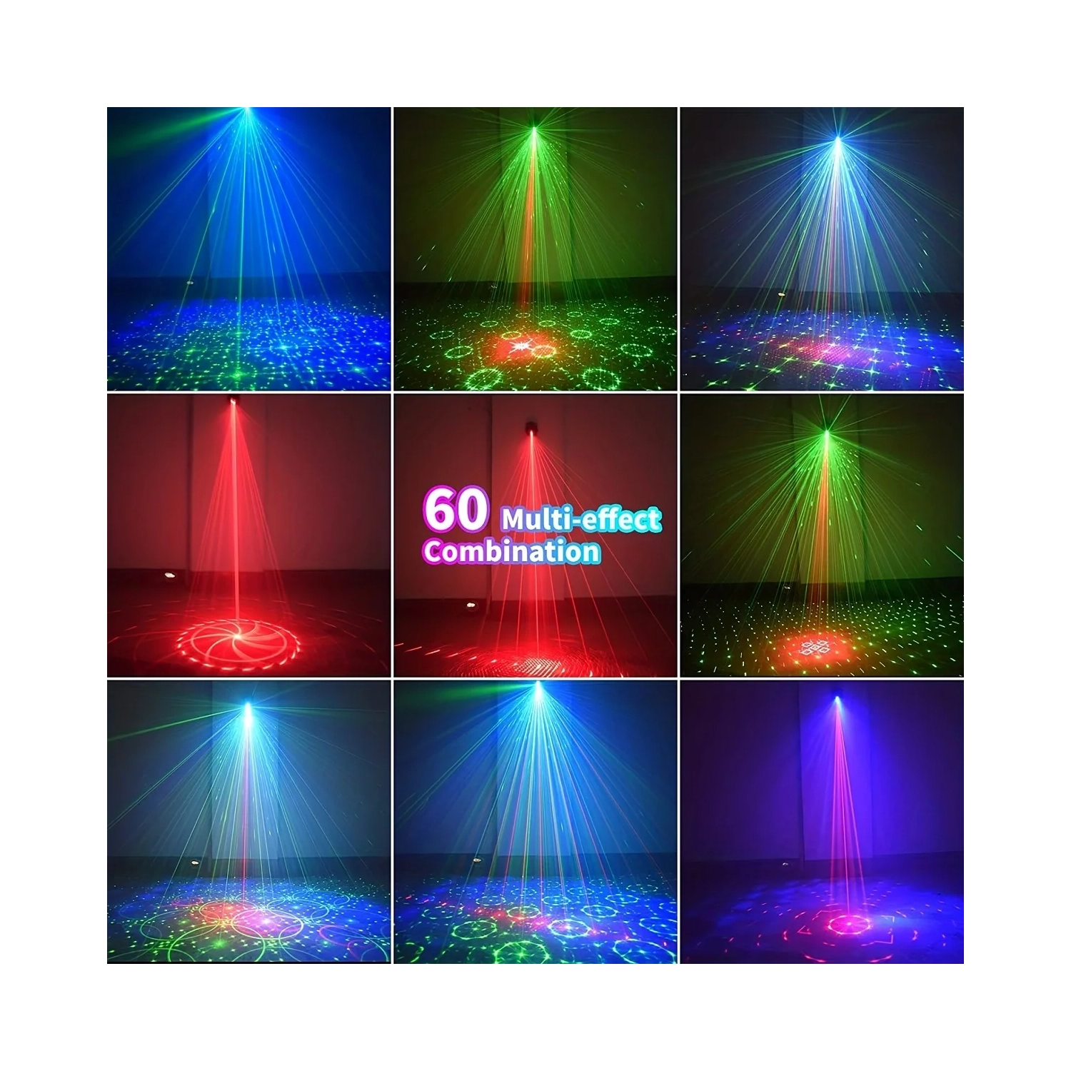 DJ Disco Stage Party Lights Télécommande Télécommande Télécommande Projecteur stroboscopique RVB laser commandé par la voix Décoration de Noël