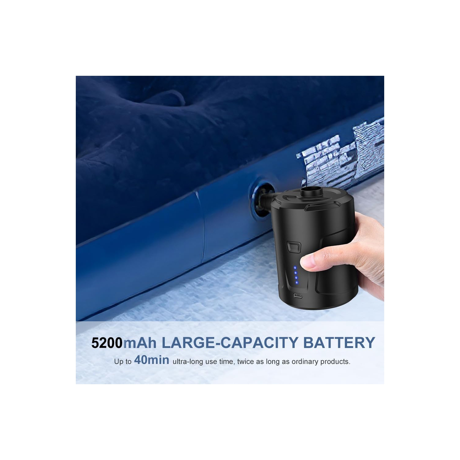 Pompe à air électrique pour produits gonflables avec 3 buses, rechargeable par USB, dégonfleur de remplissage