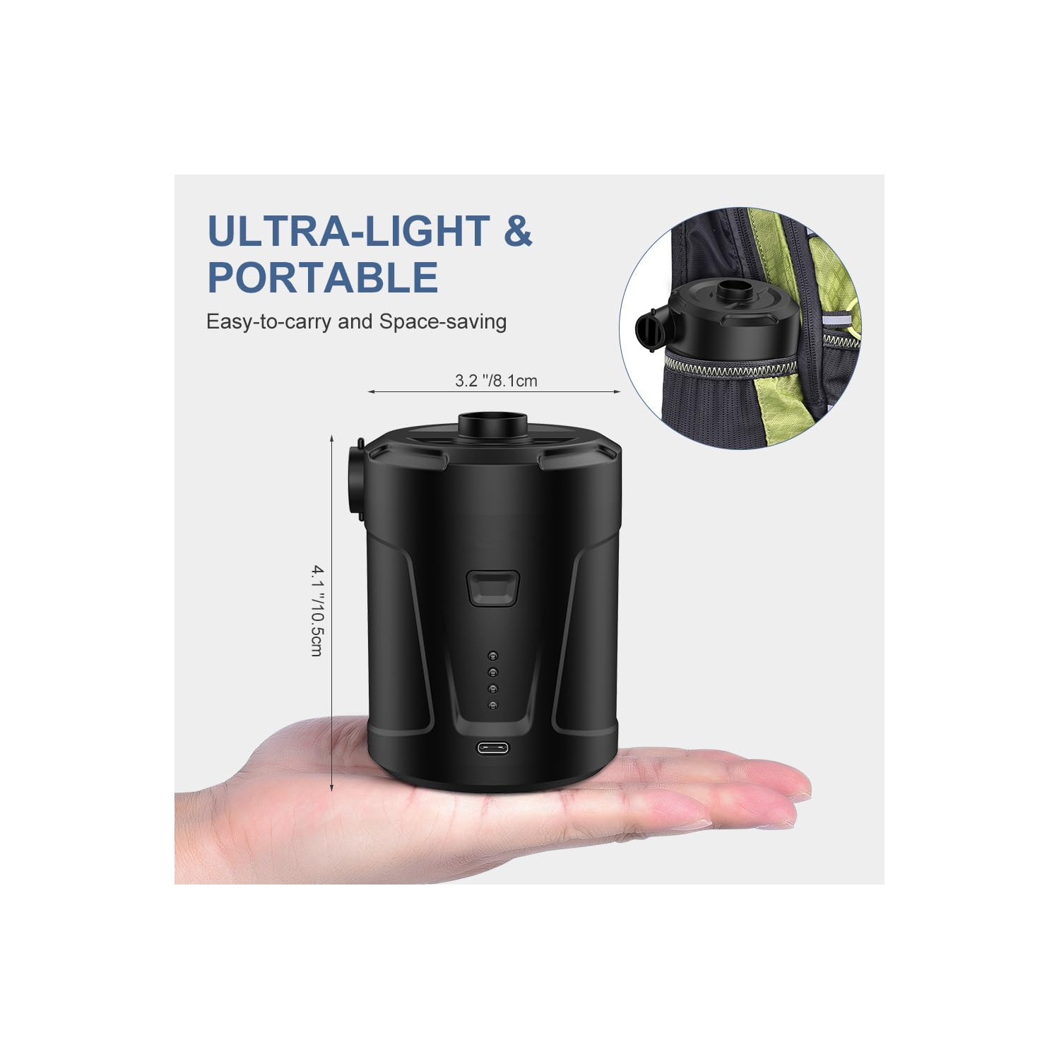 Pompe à air électrique pour produits gonflables avec 3 buses, rechargeable par USB, dégonfleur de remplissage