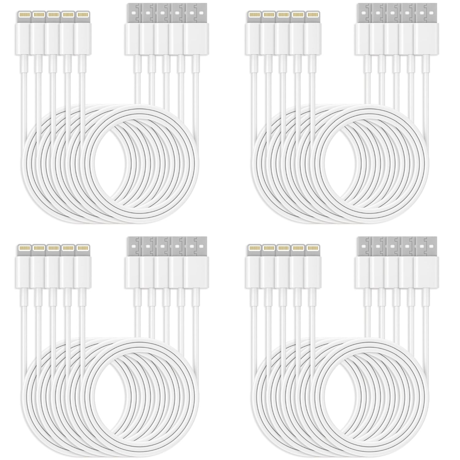 MayarELC 20-Pack iPhone Charger Cable (3.3FT Each) - Fast Charging [Apple MFi Certified] Lightning Cable