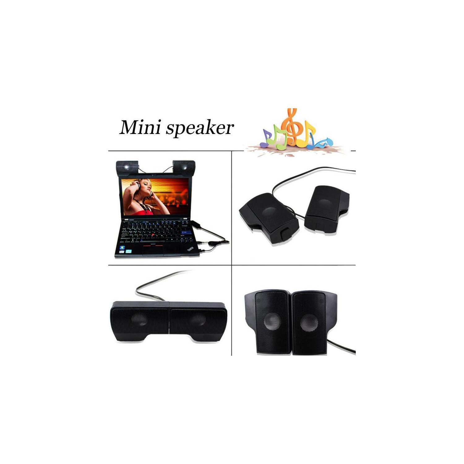 Barre de son à pince pour portable USB Mini Haut-parleur d'ordinateur portatif à pince Haut-parleur d'extrêmes graves Audio portatif à pince