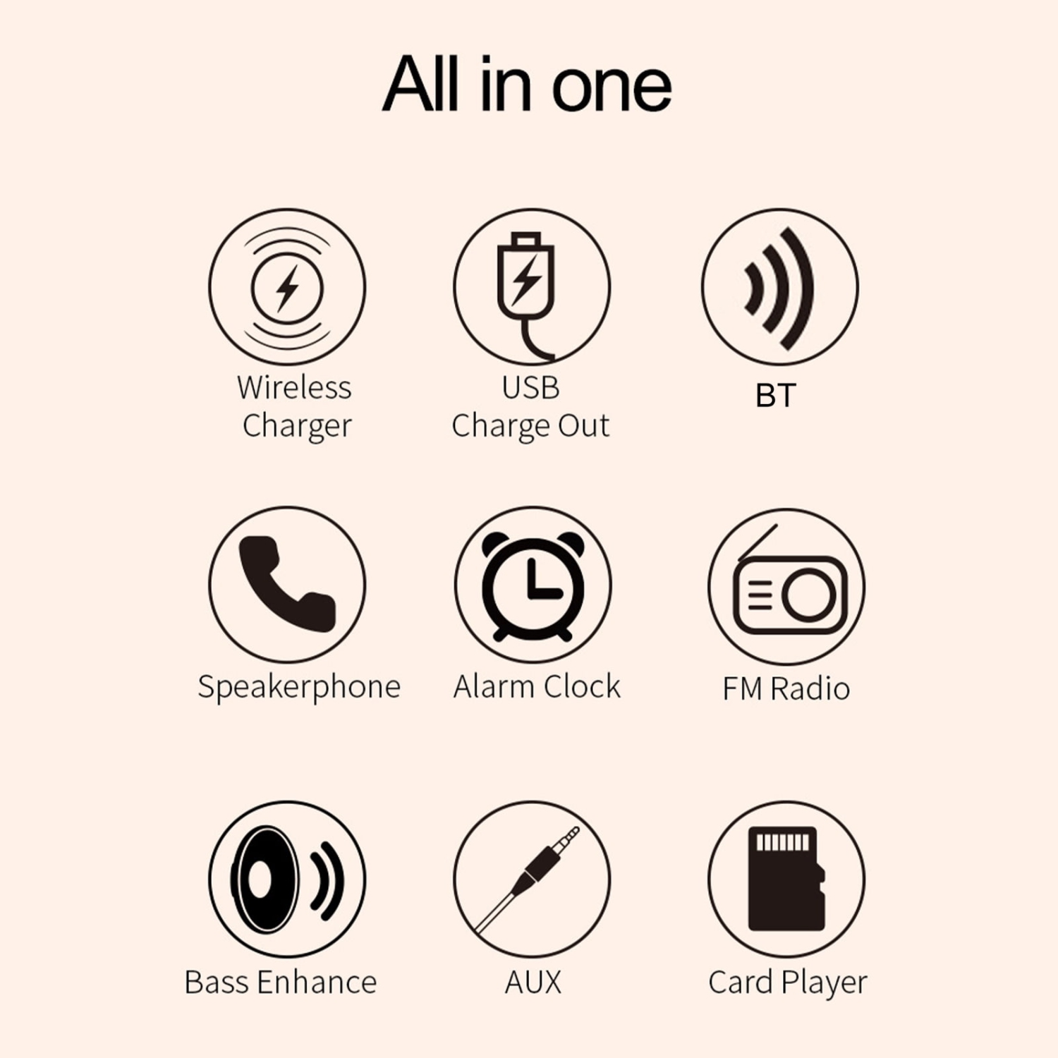 Chargeur sans fil Réveil Haut-parleur Bluetooth LED Réveille-matin intelligent Table numérique intel. Bureau Ecouteurs FM Radio USB rapide