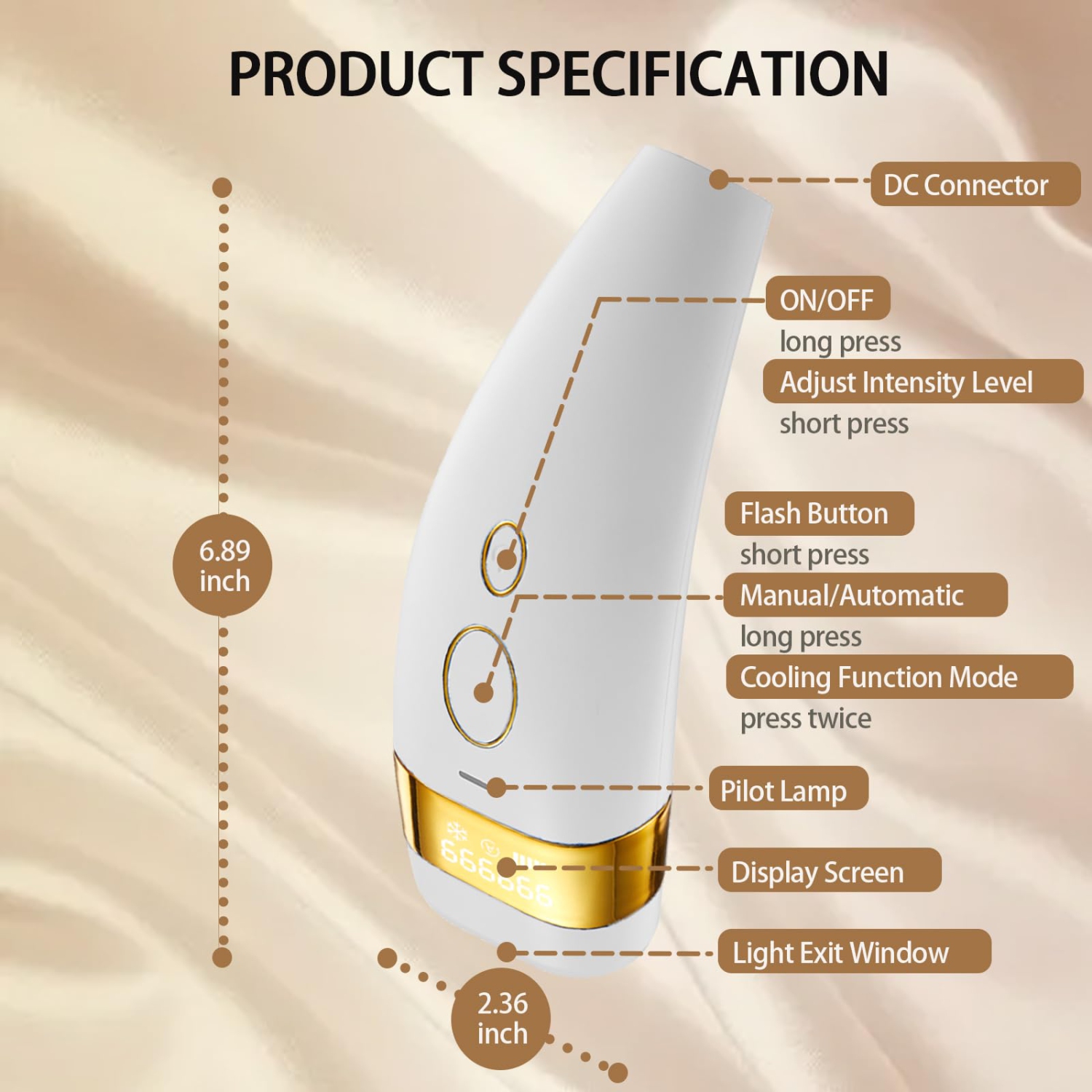 Appareil d'épilation laser froid glacé, 999&nbsp;999 dispositif d'épilation Flash IPL, 5 niveaux réglables pour les jambes, les aisselles, la face