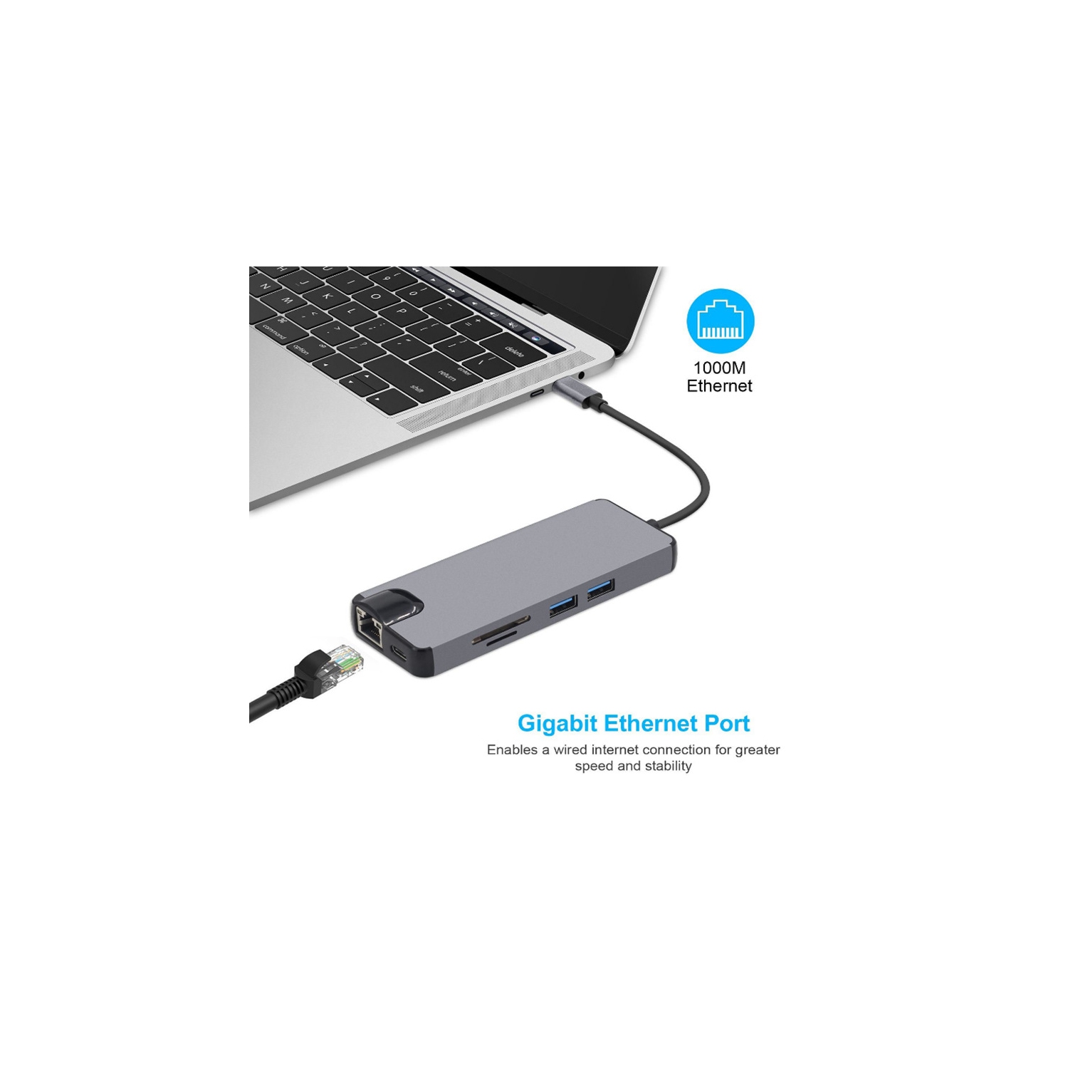 Type C to HDMI adapter for Apple MacbookPro Thunderbolt 3 to HDMI adapter VGA-8 in 1 100M