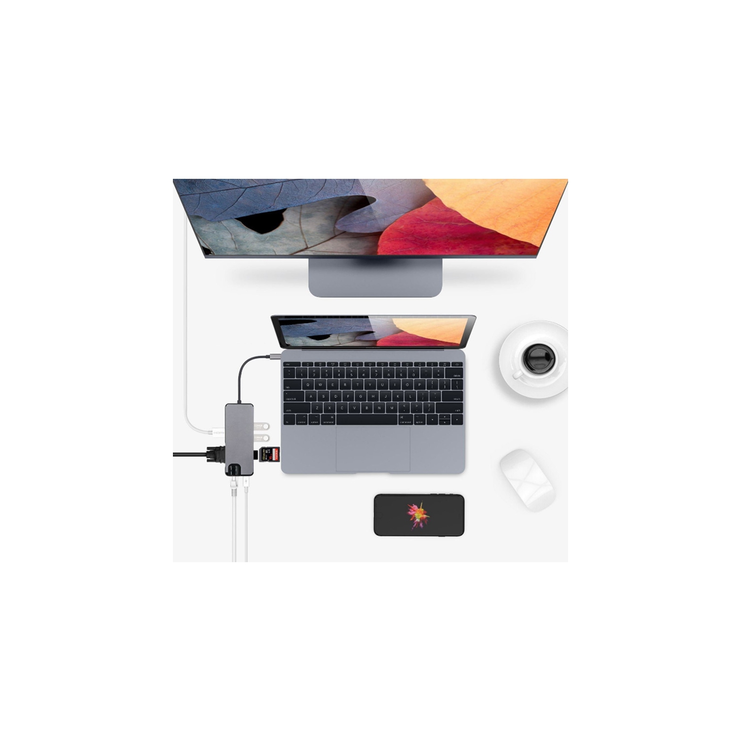 Type C to HDMI adapter for Apple MacbookPro Thunderbolt 3 to HDMI adapter VGA-8 in 1 100M