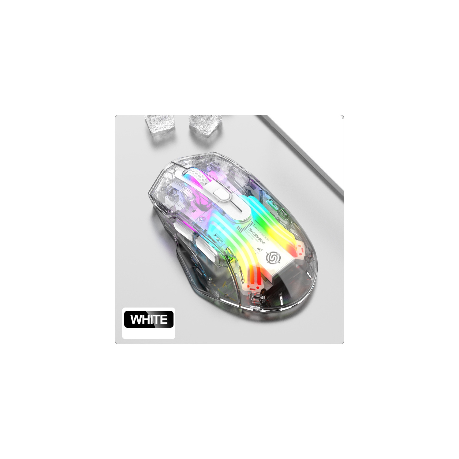 BM530 Wireless Tri-Mode RGB Bluetooth 2.4G Rechargeable Gaming Mouse with Quiet Click and USB Charging Cable - BM530 White Tri-Mode Mouse