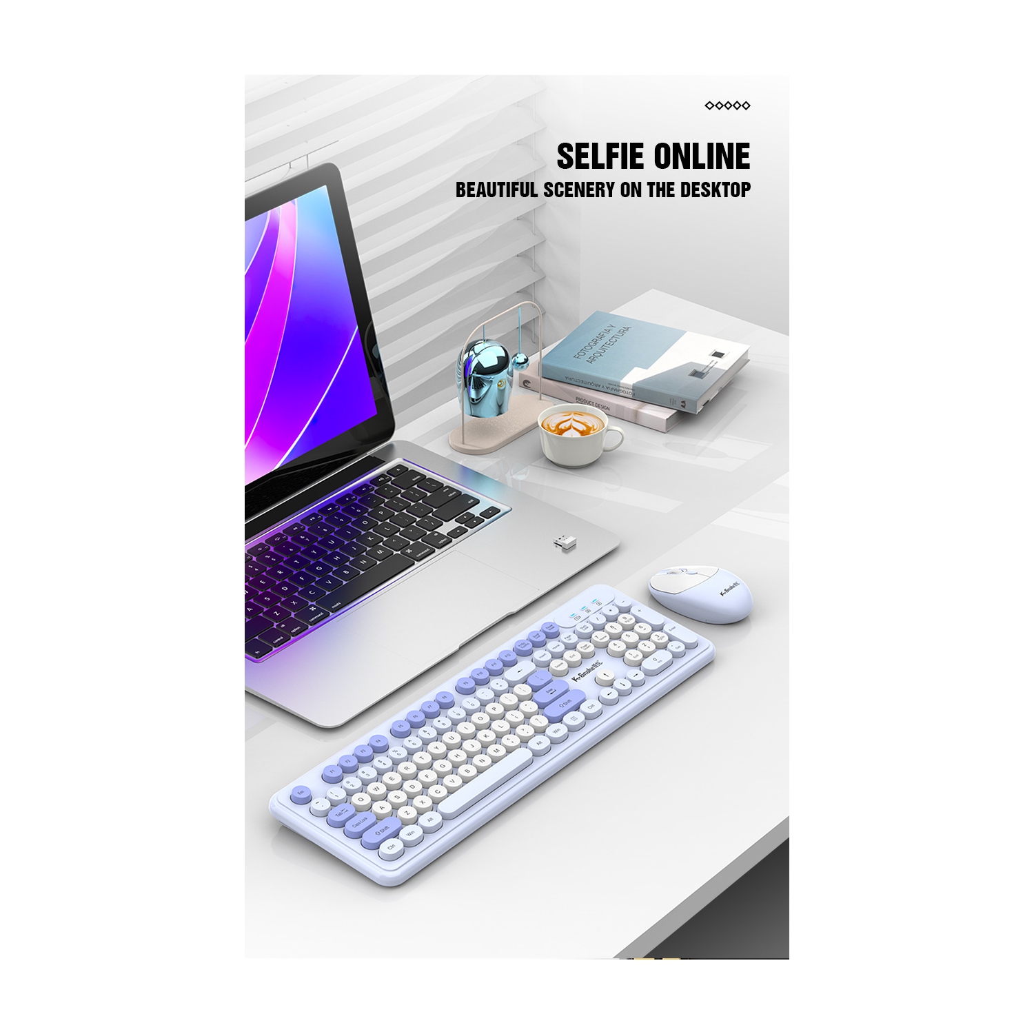 Wireless keyboard and mouse set fashion punk desktop computer notebook office business-WK200 wireless keyboard + mouse