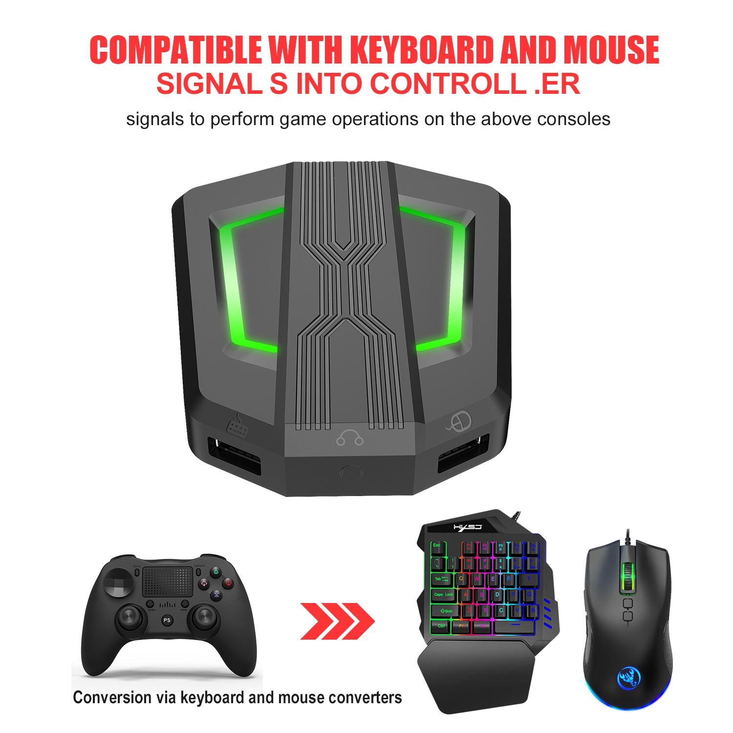 P6 keyboard and mouse set converter supports a variety of game consoles and game controllers on the market - P6 + V100 + A883 converter keyboard and