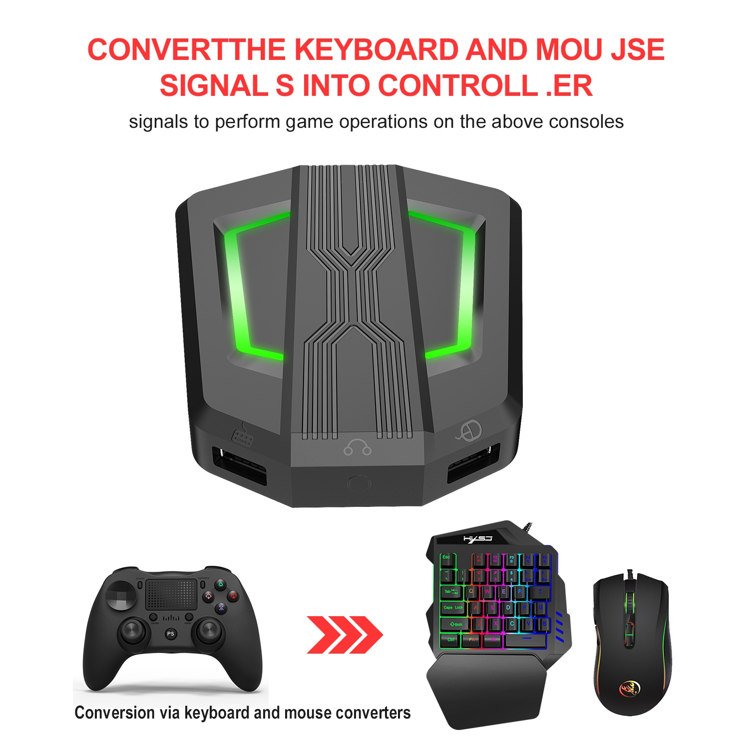 P6 keyboard and mouse set converter supports a variety of game consoles and game controllers on the market - P6 + V100 + A883 converter keyboard and