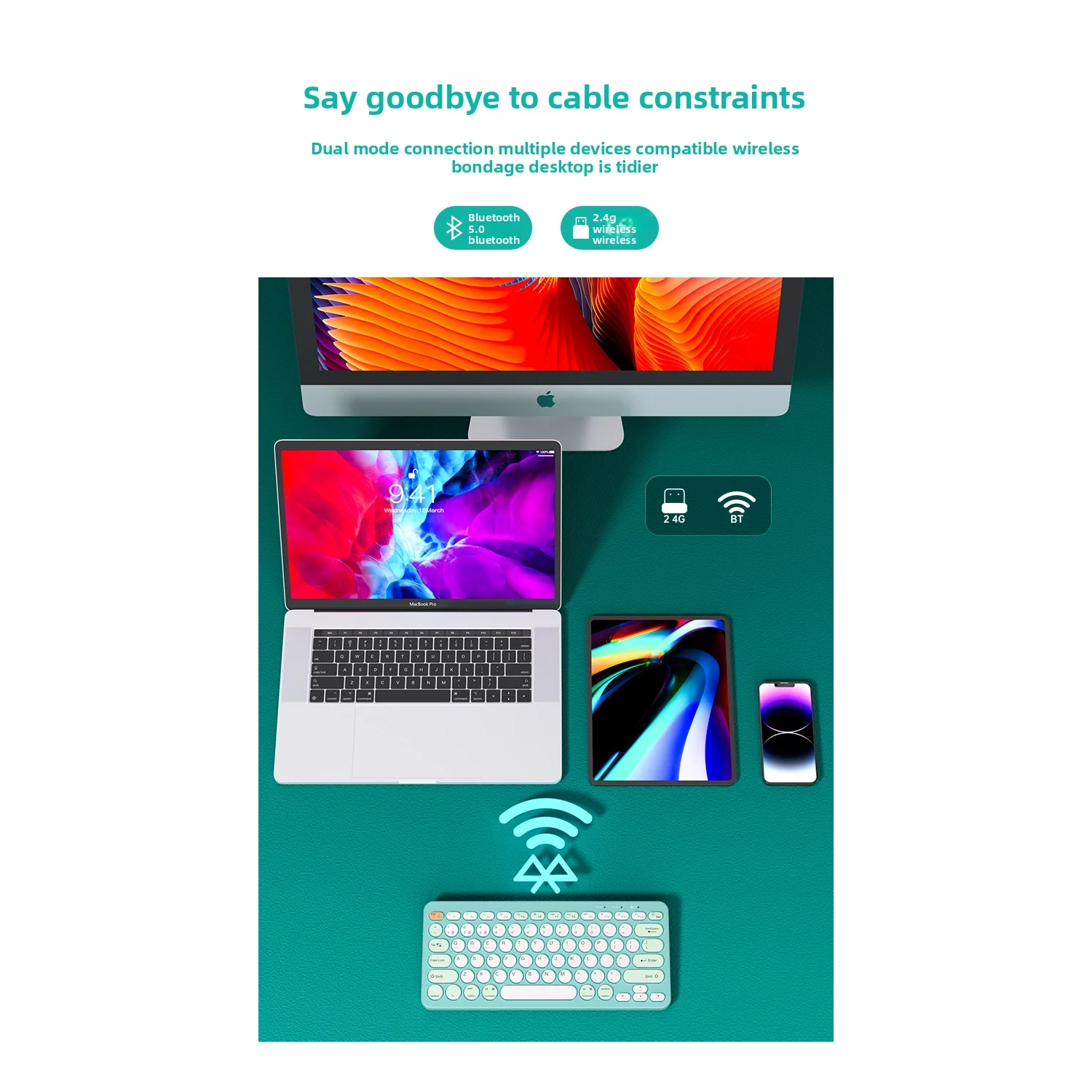 Wireless rechargeable three-mode wireless keyboard and mouse set tablet mobile phone notebook Android set-626 set