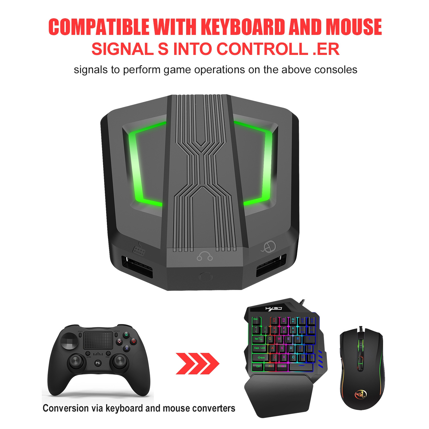P6 keyboard and mouse set converter supports a variety of game consoles and game controllers on the market - P6 + V100 + A869 converter keyboard and