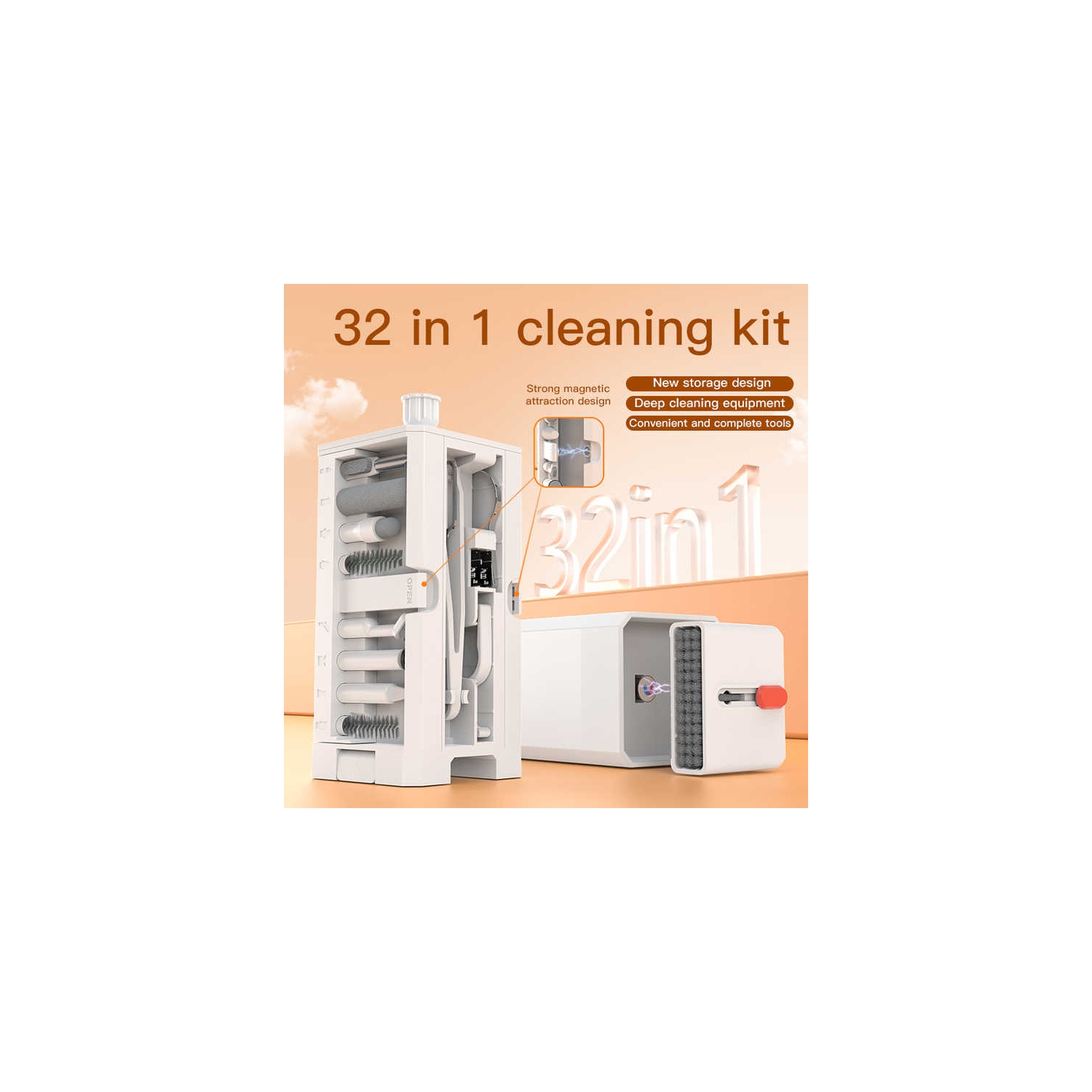 Trousse de nettoyage multifonction de T3 Rangement de boîte Ordinateur de nettoyage en profondeur Appareil photo de téléphone mobile, kit de