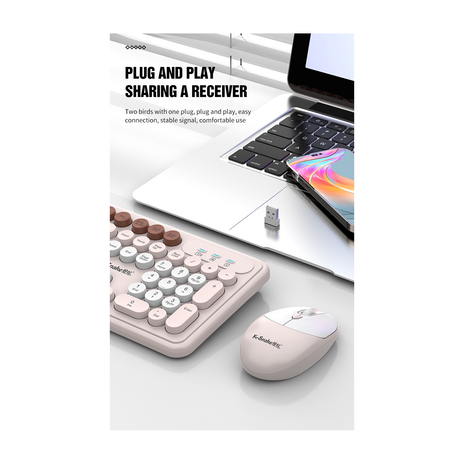 Wireless keyboard and mouse set fashion punk desktop computer notebook office business-WK200 wireless keyboard + mouse