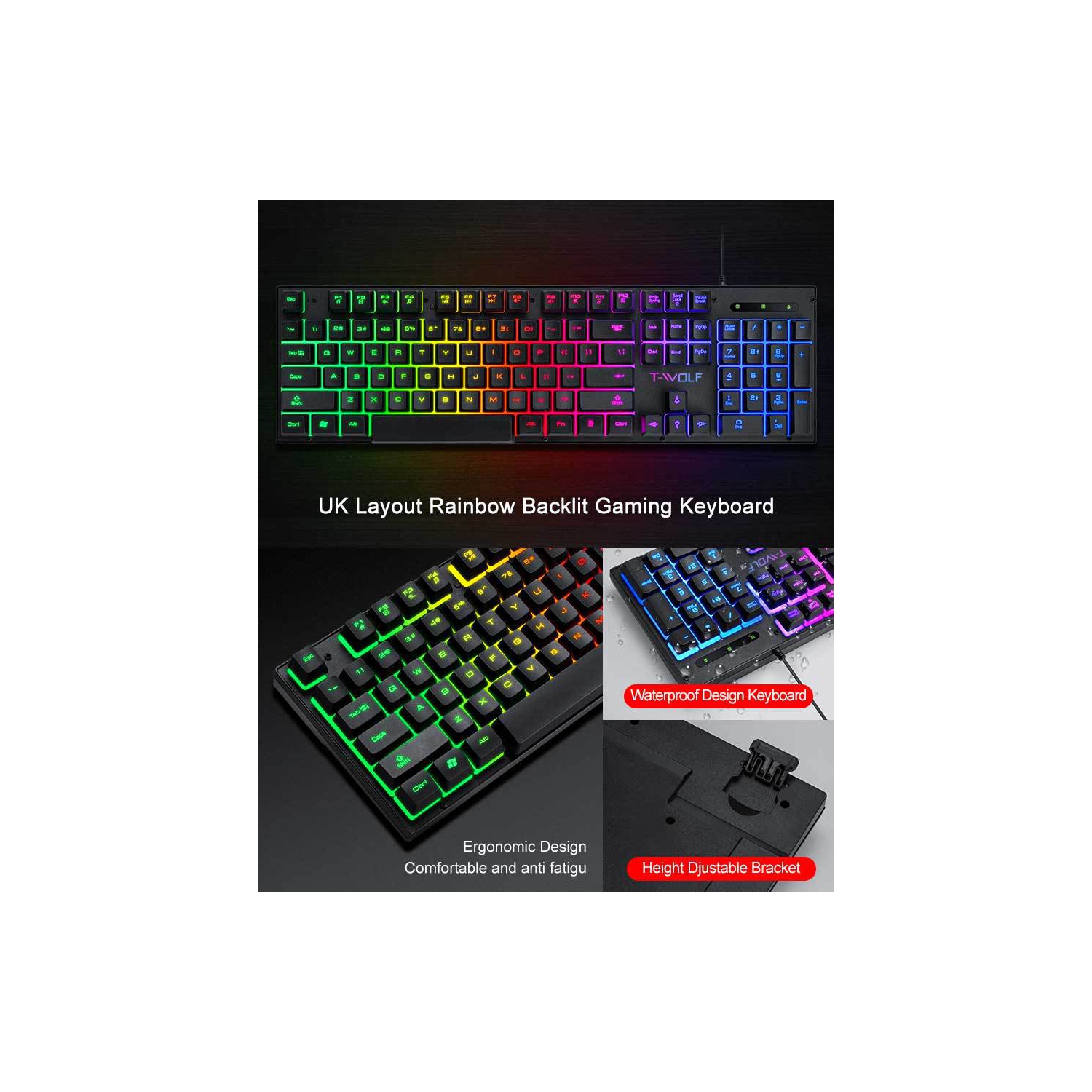 Game four-piece luminous game set keyboard, mouse, headset, RGB keyboard and mouse computer accessories, suitable for home, game, office