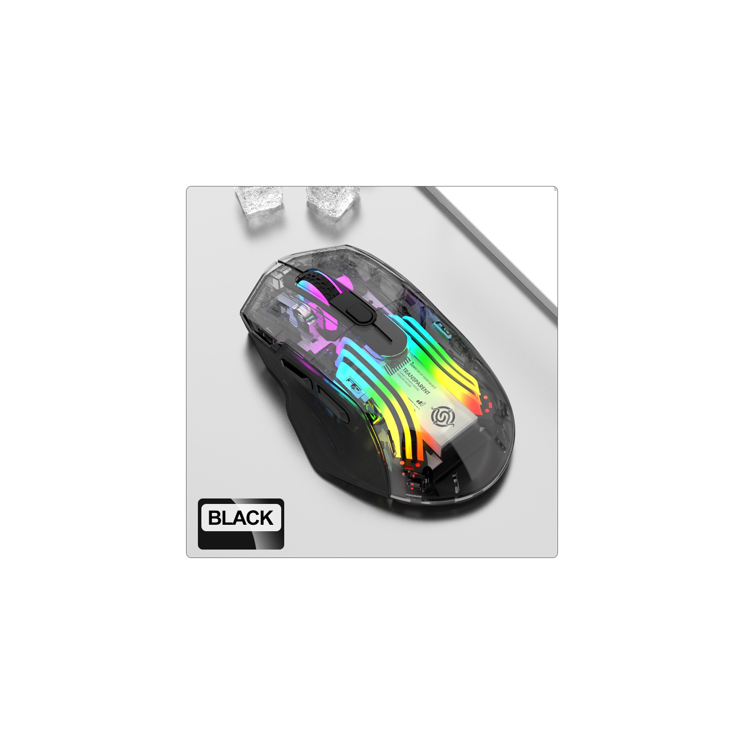 BM530 Wireless Tri-Mode RGB Bluetooth 2.4G Rechargeable Gaming Mouse with Quiet Click and USB Charging Cable - BM530 Black Tri-Mode Mouse