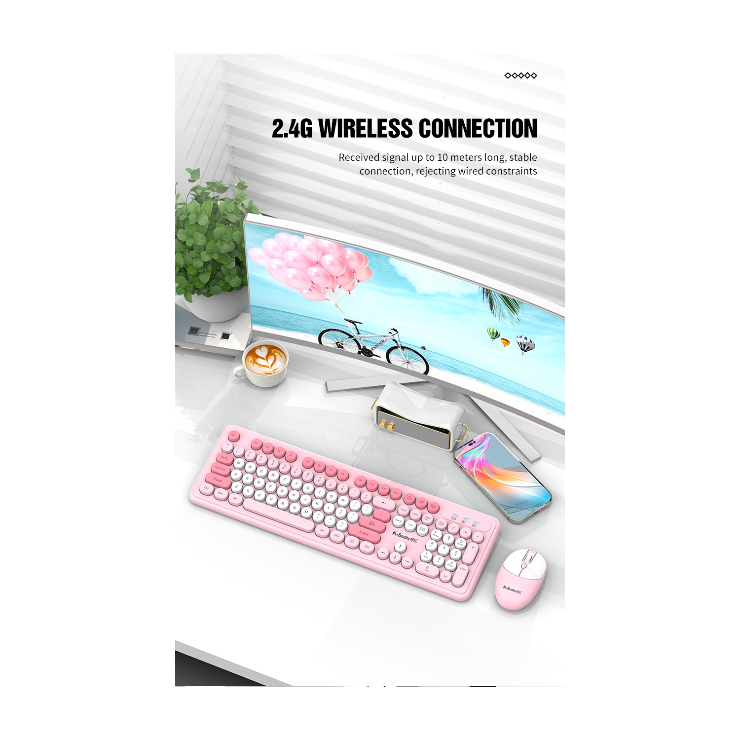 Wireless keyboard and mouse set fashion punk desktop computer notebook office business-WK200 wireless keyboard + mouse
