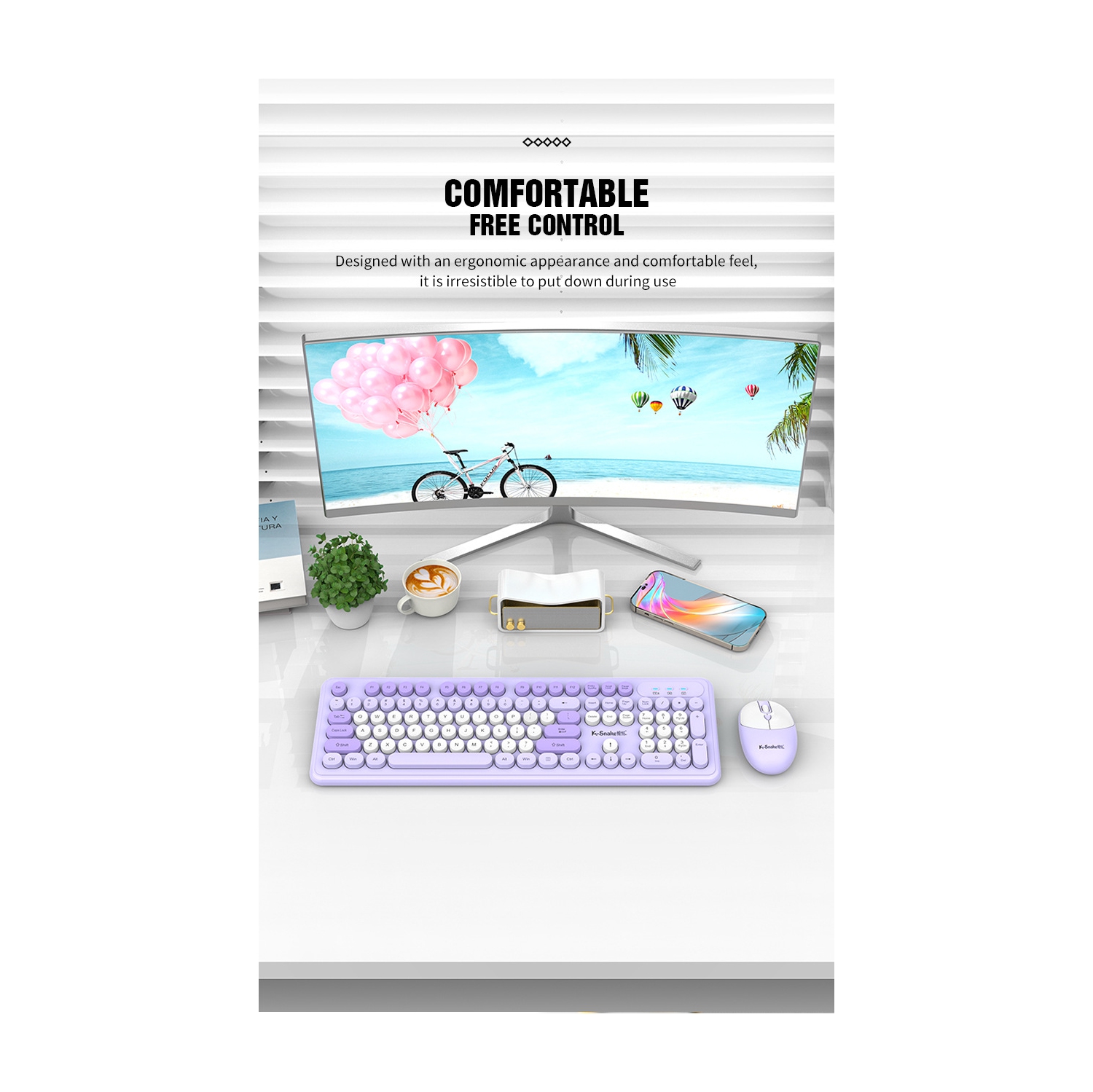 Wireless keyboard and mouse set fashion punk desktop computer notebook office business-WK200 wireless keyboard + mouse