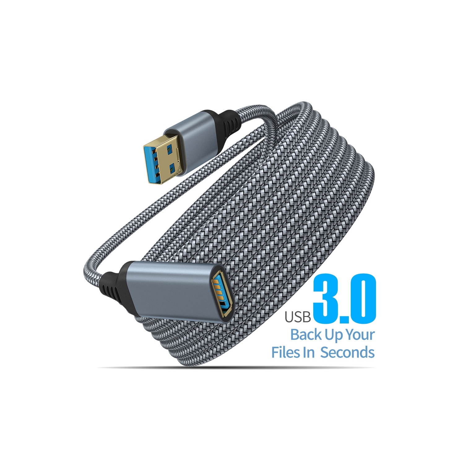 USB 3,0 mâle à femelle Câble de données USB Disque Souris Clavier Souris de jeu PS4 Console de jeu PS5 Câble rallonge de recharge - 1&nbsp;m gris