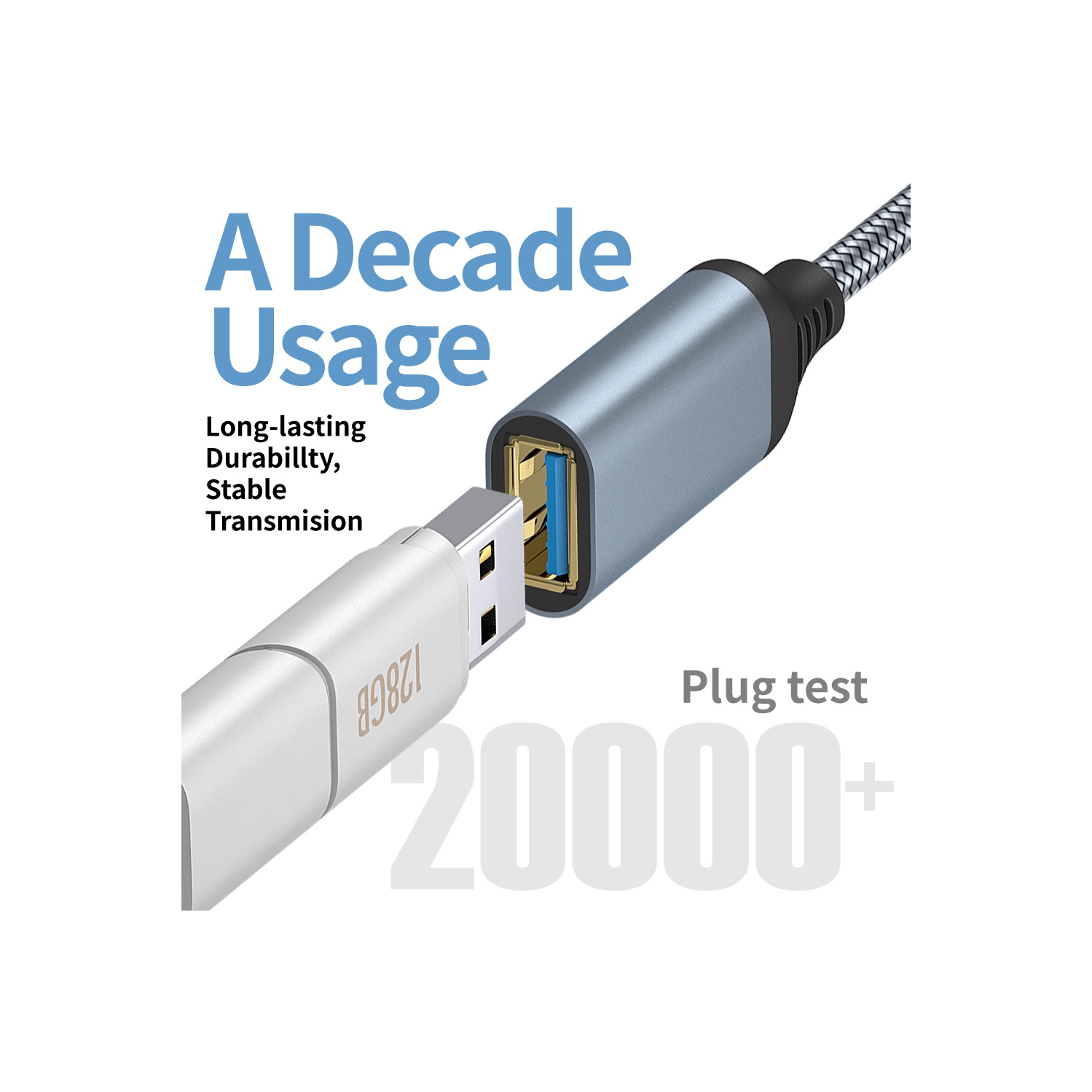 USB 3,0 mâle à femelle Câble de données USB Disque Souris Clavier Souris de jeu PS4 Console de jeu PS5 Câble rallonge de recharge - 1 m gris
