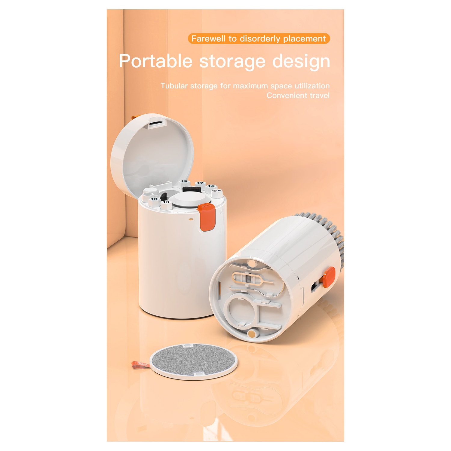 Q20 Digital Camera Earphones Mobile Phone Laptop Keyboard Cleaning Tool Set 20 in 1 Cleaning Pen - White