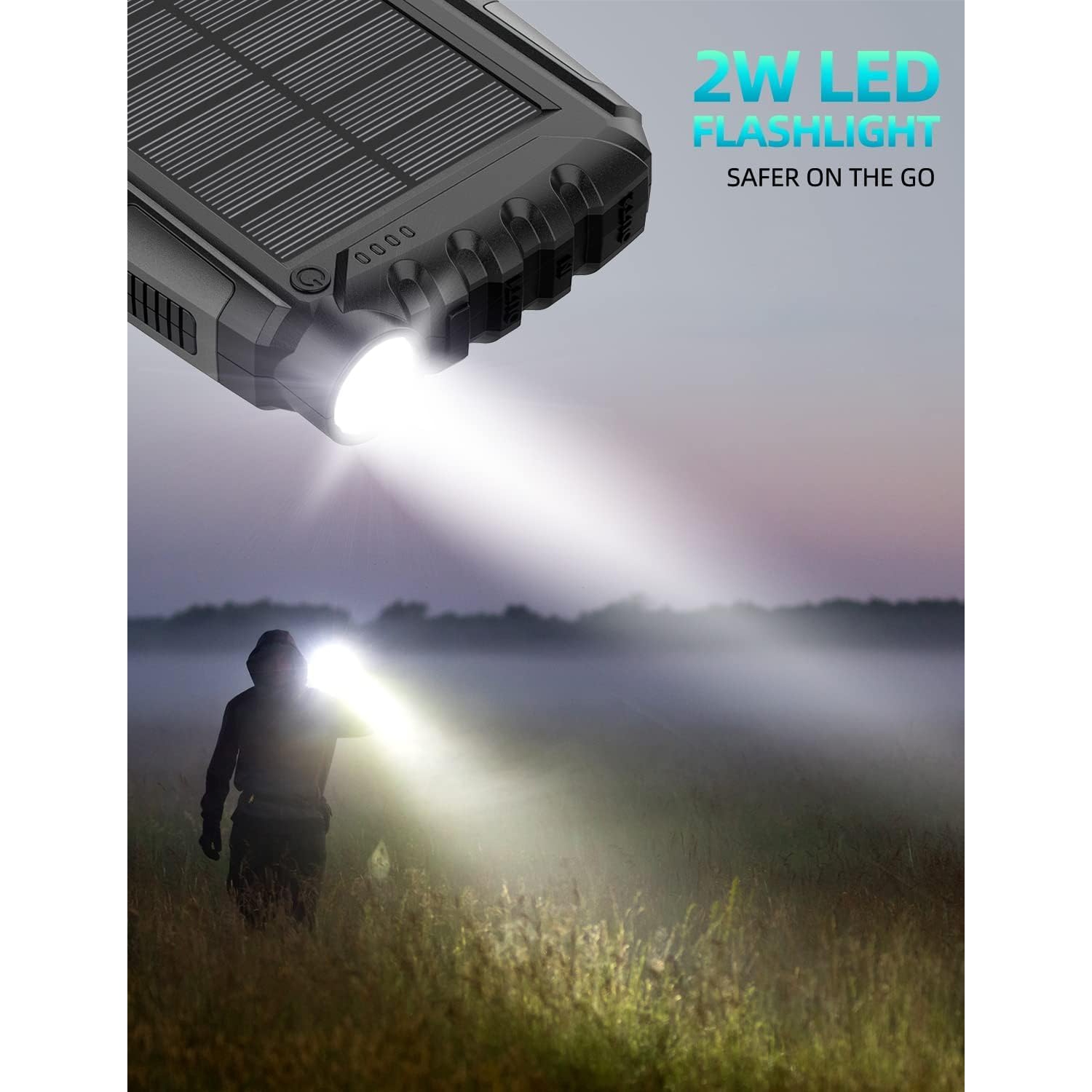 Chargeur portable à énergie solaire 42800 mAh de Mregb – Recharge rapide, chargeur portatif avec lampe de poche – EXPÉDITION GRATUITE