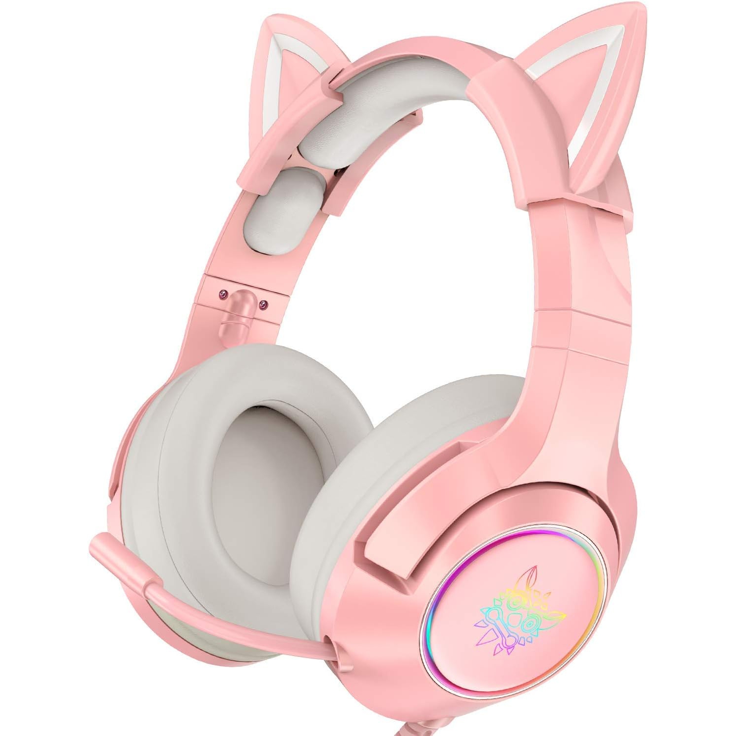 Casque de jeu rose PHNIXGAM pour PS4, PS5, casque d'écoute avec fil amovible