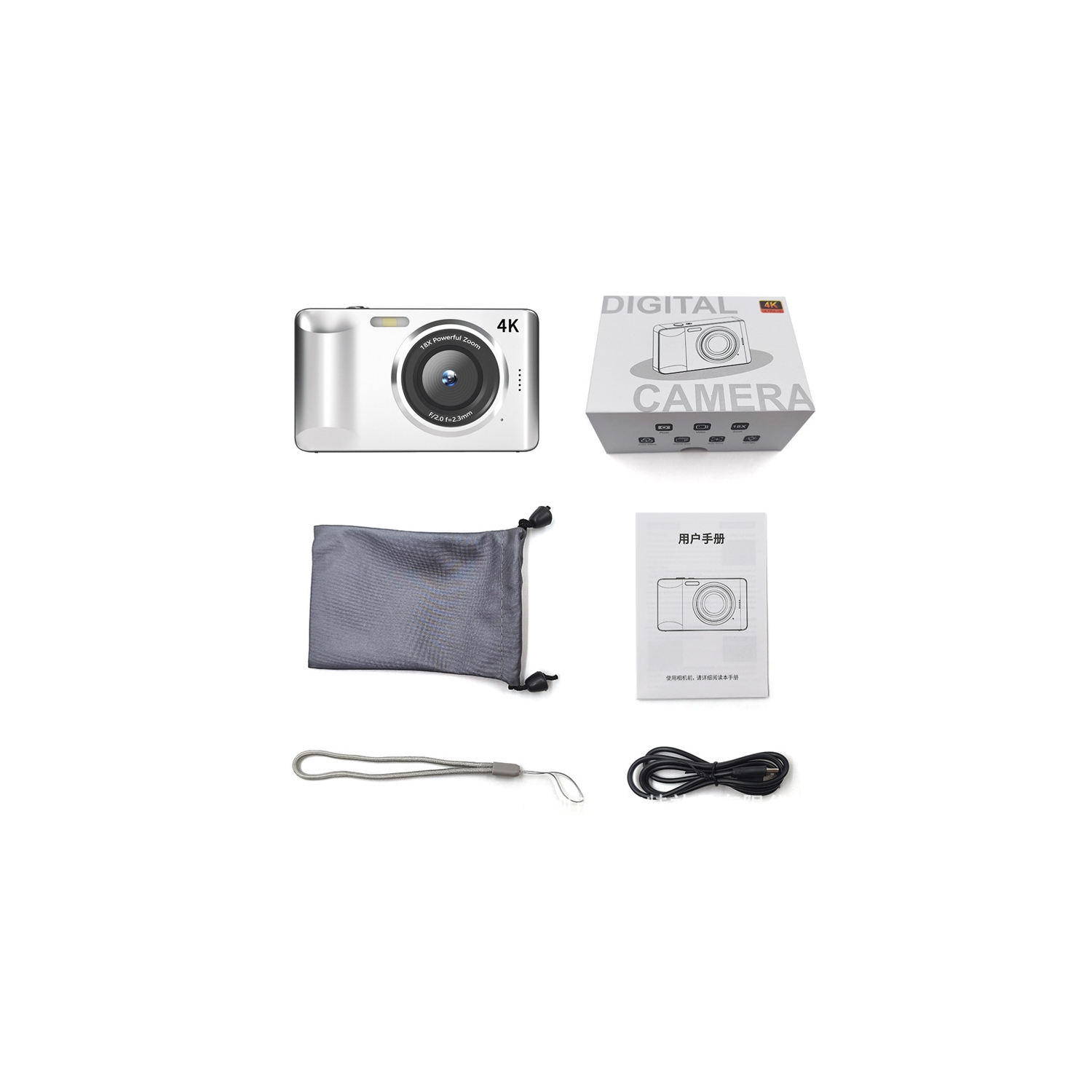 64 million pixels-4K HD video recording 2.8-inch large screen student digital camera CCD camera CCD camera-camera dedicated 64G memory card + camera