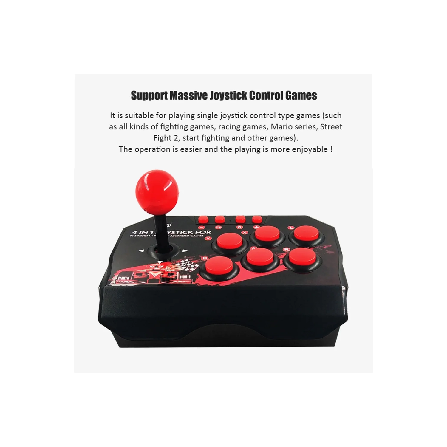 Manette Switch Manette 4-en-1 USB avec fil Joystick Retro Arcade Station Turbo Console de jeu Joystick manette de combat pour PS3 Switch PC Android TV