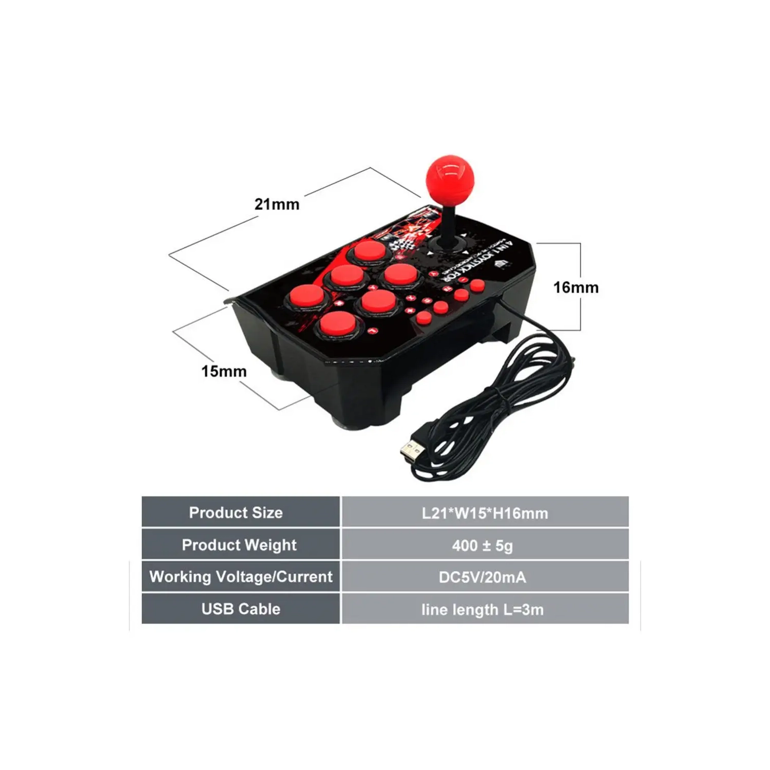 Manette Switch Manette 4-en-1 USB avec fil Joystick Retro Arcade Station Turbo Console de jeu Joystick manette de combat pour PS3 Switch PC Android TV