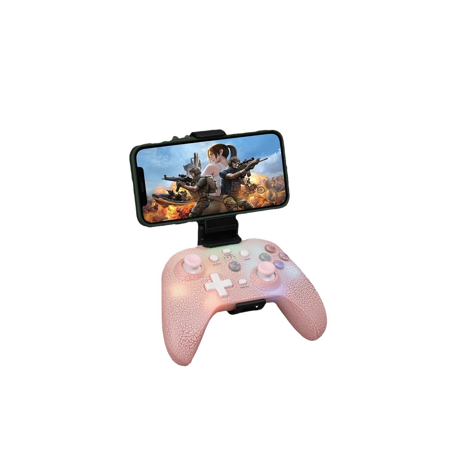 Manette de jeu sans fil RVB Glare Bluetooth pour Switch Ordinateur Android/ISO/Manette PS3/PS4-Blanc
