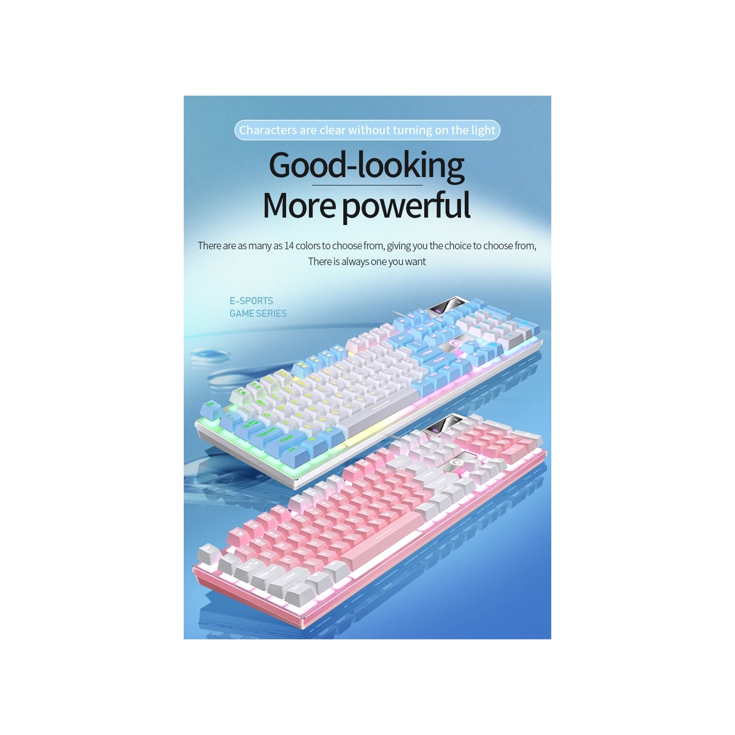 Gaming wired keyboard mixed color luminous mechanical feel desktop computer accessories 104-key RGB backlight-purple-white