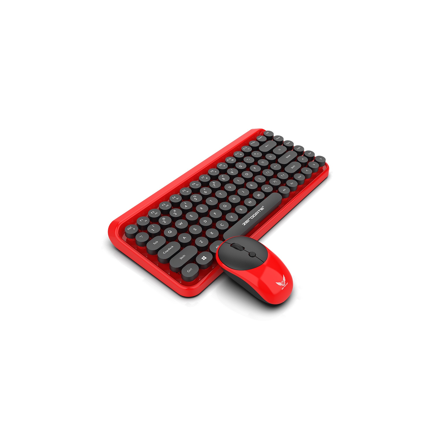 2.4G wireless keyboard and mouse punk retro DOT dot keyboard office notebook wireless keyboard and mouse set - red