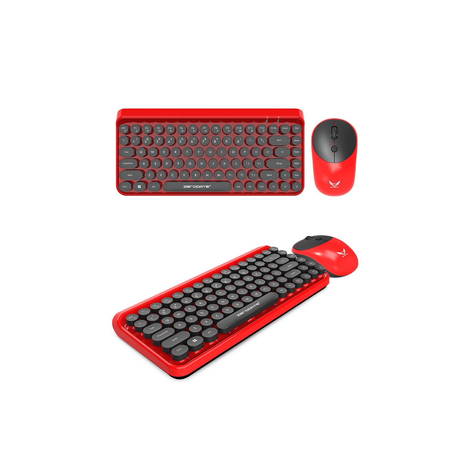 2.4G wireless keyboard and mouse punk retro DOT dot keyboard office notebook wireless keyboard and mouse set - red