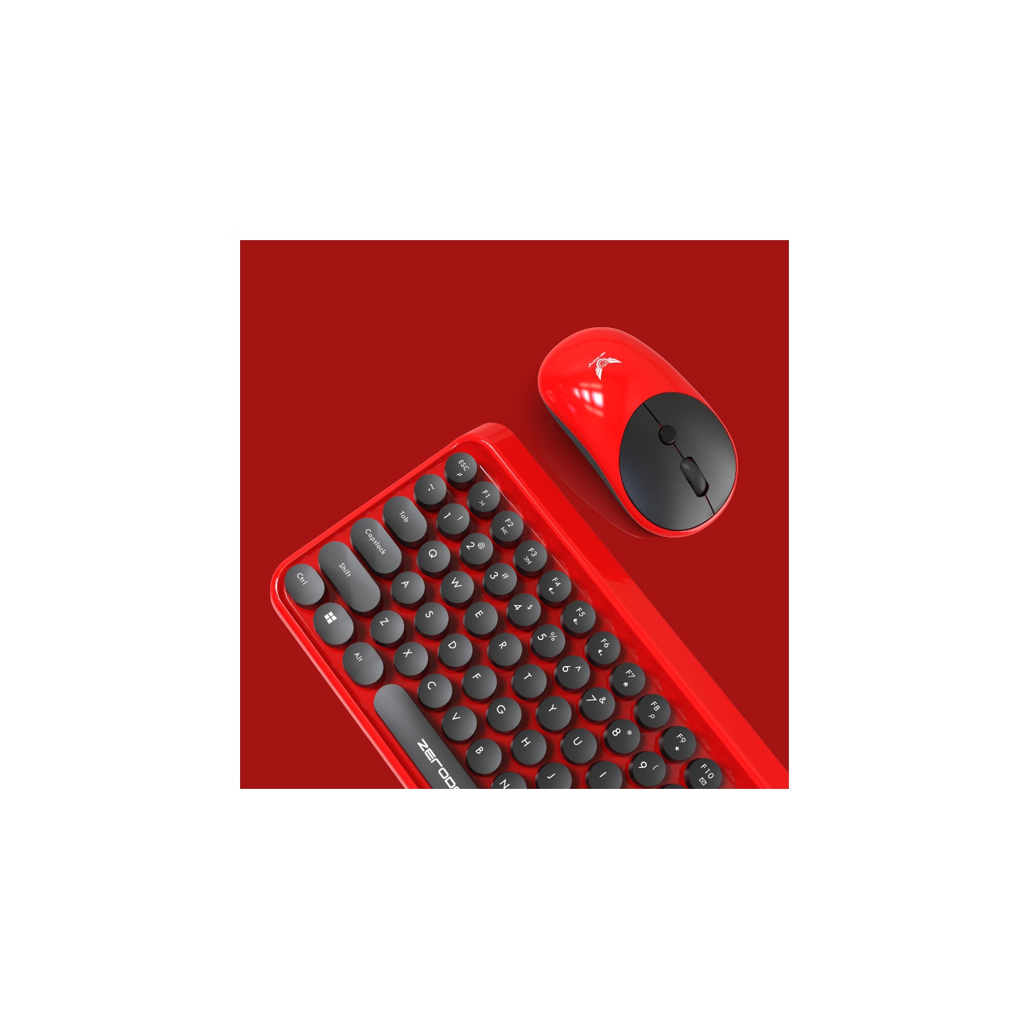 2.4G wireless keyboard and mouse punk retro DOT dot keyboard office notebook wireless keyboard and mouse set - red