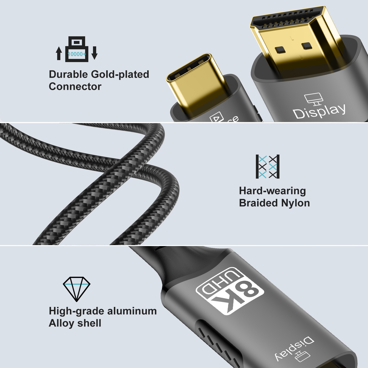 8K60HZ Câble adaptateur de câble de données mâle de conversion unidirectionnel vers HDMI 4K adapté pour ordinateur téléphone mobile ipa---8K type C