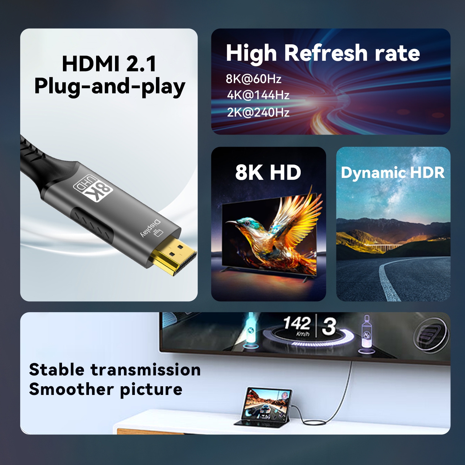 8K60HZ Câble adaptateur de câble de données mâle de conversion unidirectionnel vers HDMI 4K adapté pour ordinateur téléphone mobile ipa---8K type C