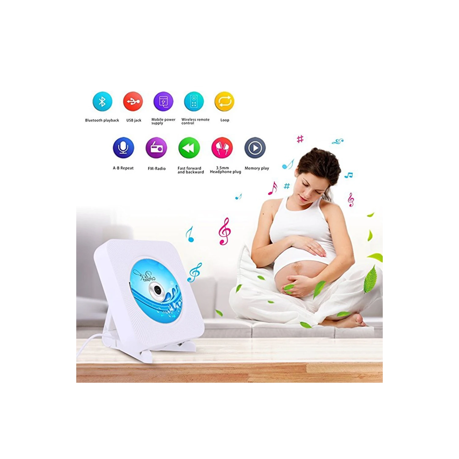 Home mini lecteur CD avec minuterie répéteur portatif pour étudiant télécommande murale sans fil lecteur CD télécommande télécommande circuit réveil