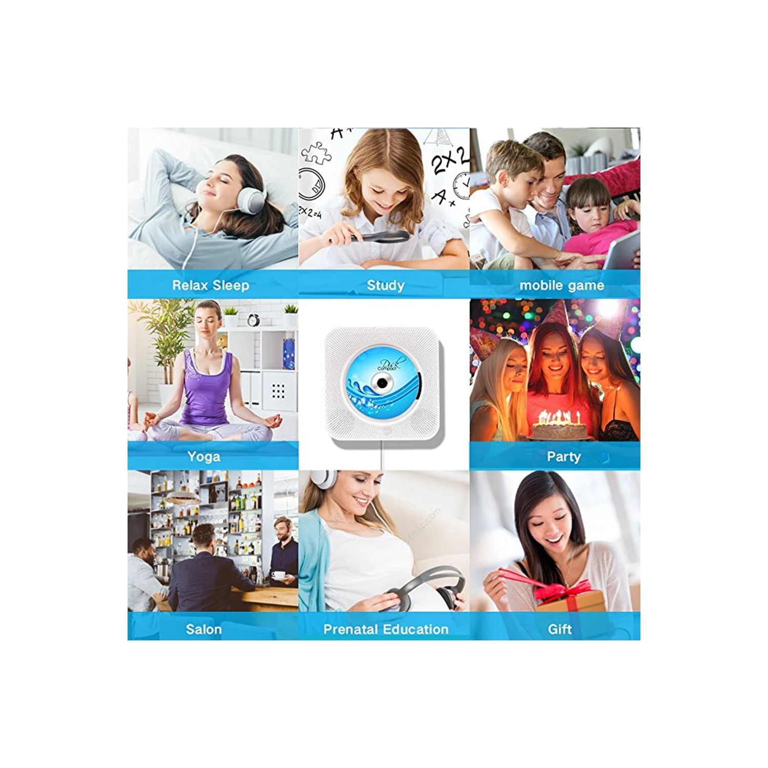 Home mini lecteur CD avec minuterie répéteur portatif pour étudiant télécommande murale sans fil lecteur CD télécommande télécommande circuit réveil