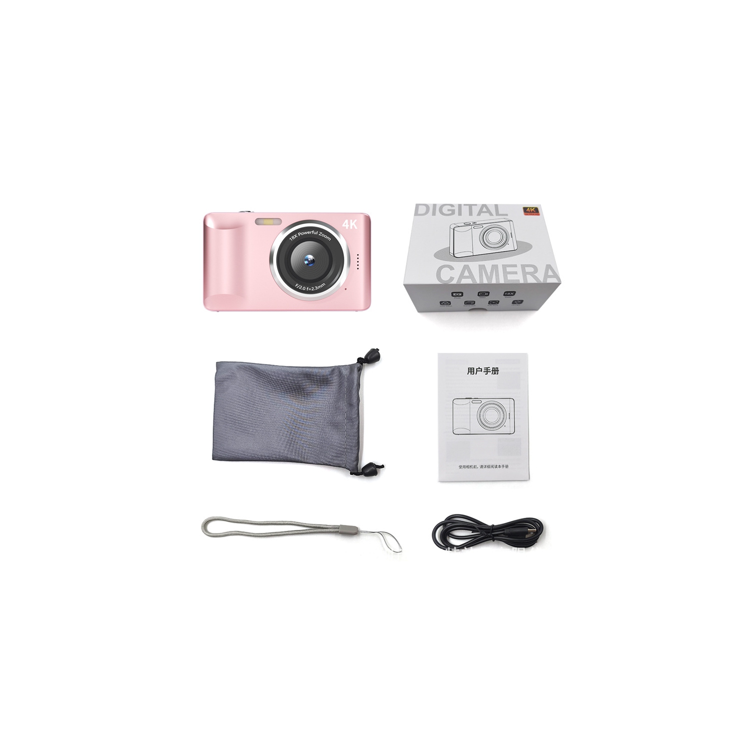 64 million pixels-4K HD video recording 2.8-inch large screen student digital camera CCD camera CCD camera-camera dedicated 64G memory card + camera