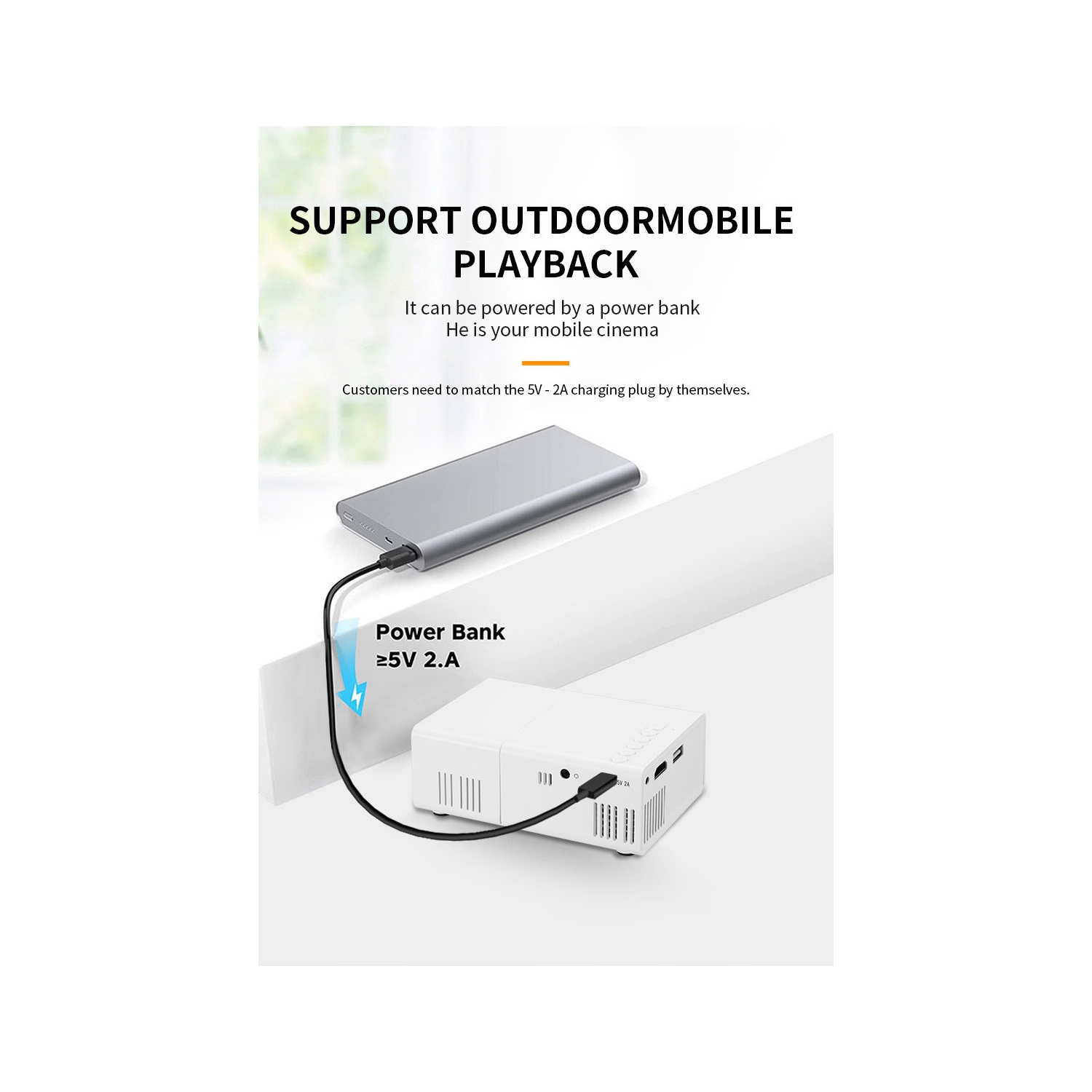 Nouveau Mini projecteur Home HD 1080PLED Portable Projecteur Téléphone portable Même écran - Blanc