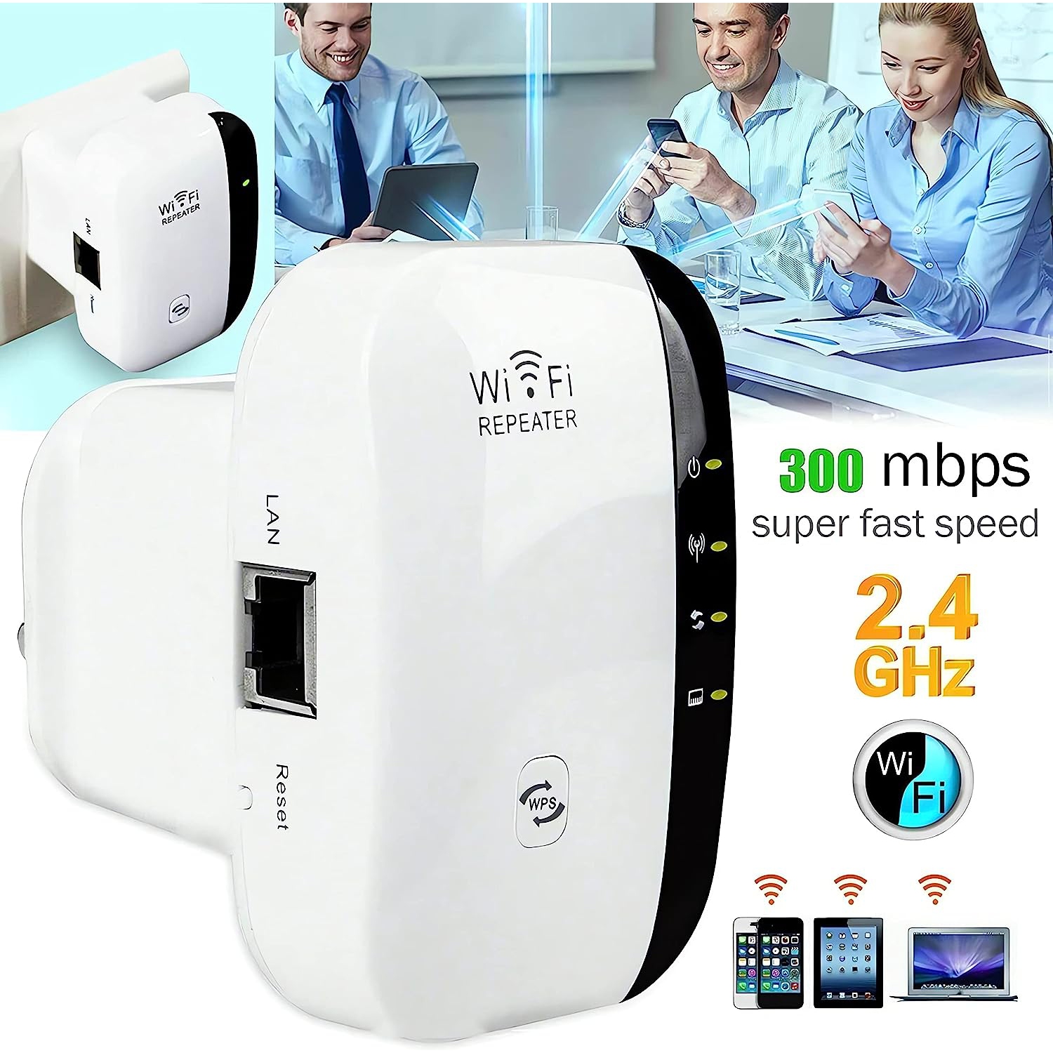 Saga WiFi Extender 3500 Sqft Coverage Wireless Signal Boosters with Ethernet Port, 2.4GHz Wi-Fi Repeater, Covers Up to 35 Devices – Easy 1-Key Setup