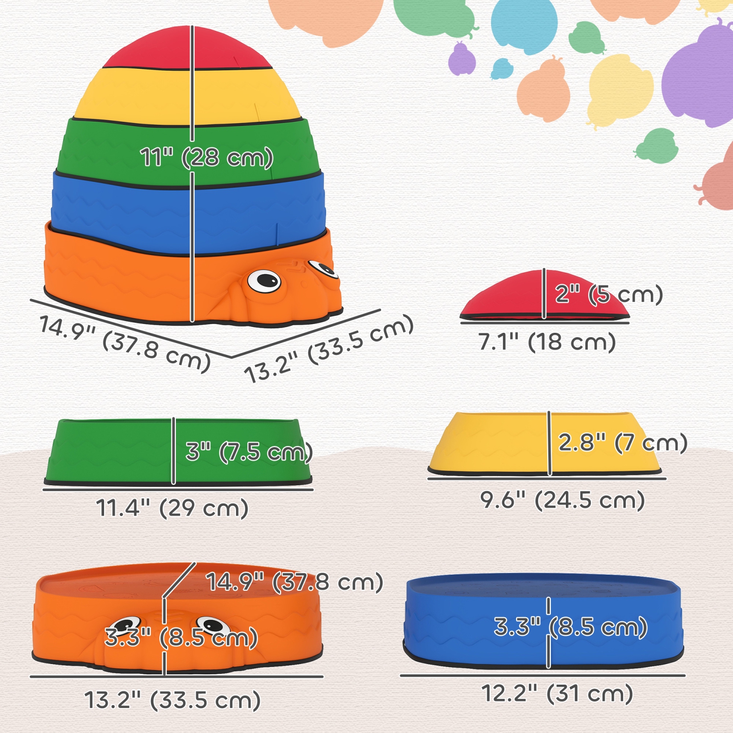 Pierres d'équilibre Ladybug de Qaba pour enfants, 5 pièces de pierres de rivière antidérapantes pour promouvoir la coordination et la force, le